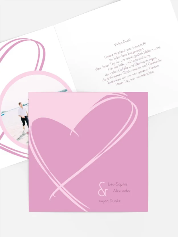 Dankeskarte Hochzeit "Doppelherz"