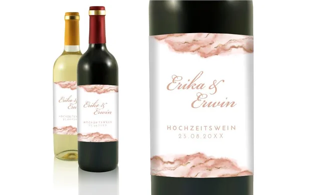 Hochzeit Flaschenetiketten Himmel aus Marmor