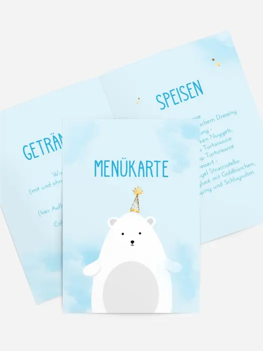 Menükarte Geburtstag  Festlicher Bär
