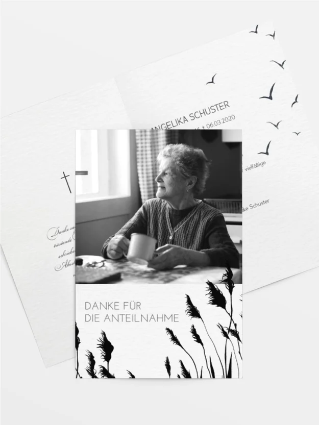 Trauerdanksagung Schilfweiher mit Foto Trauerdanksagung Schilfweiher mit Foto