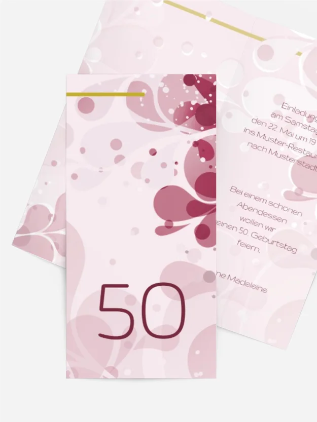 Geburtstagskarte Einladung Floral 50