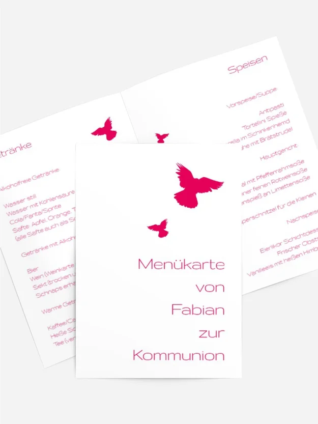Kommunion Menükarte Taube