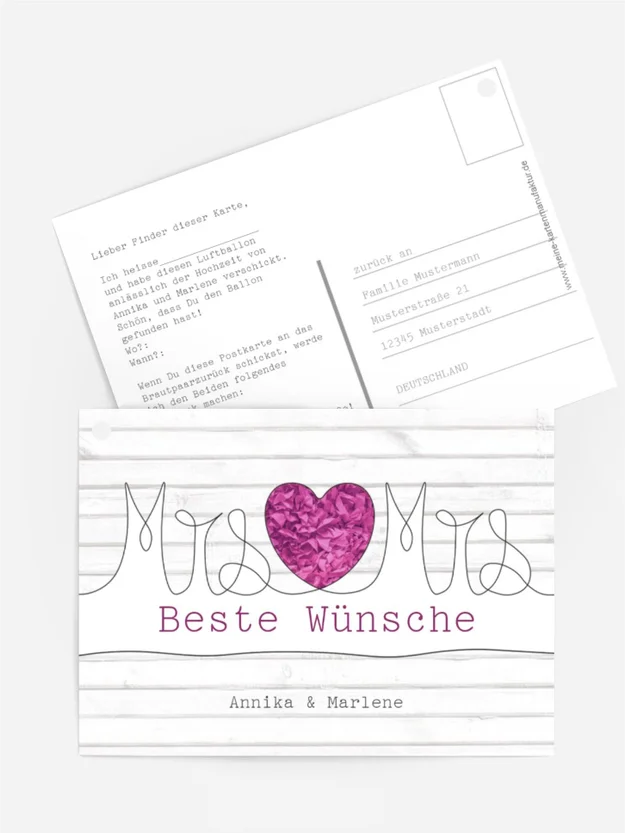 Ballonkarte zur Hochzeit Mrs+Mrs