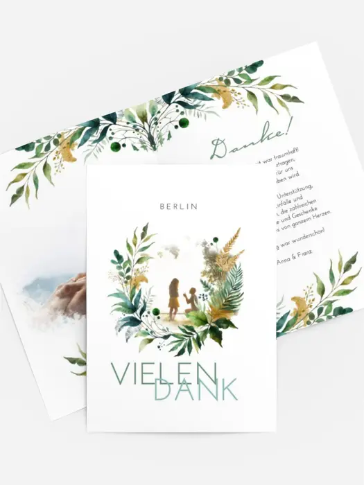 Dankeskarte Vorschlag in Blättern Dankeskarte Vorschlag in Blättern