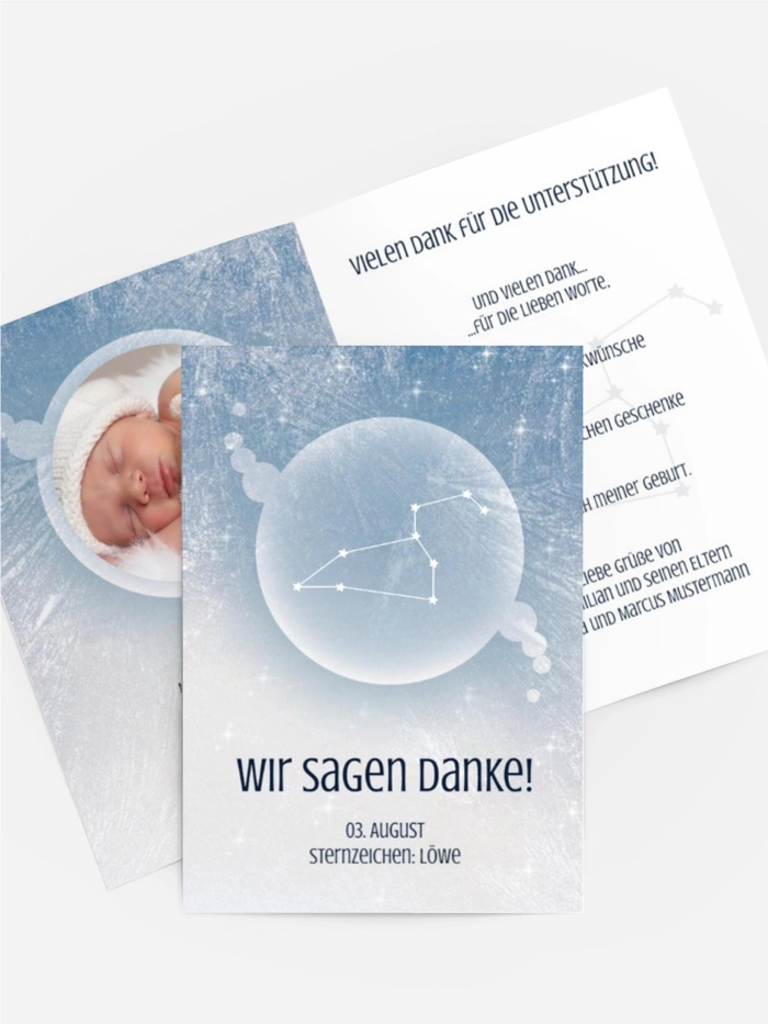 Dankeskarte Geburt - Sternzeichen Löwe Dankeskarte Geburt - Sternzeichen Löwe