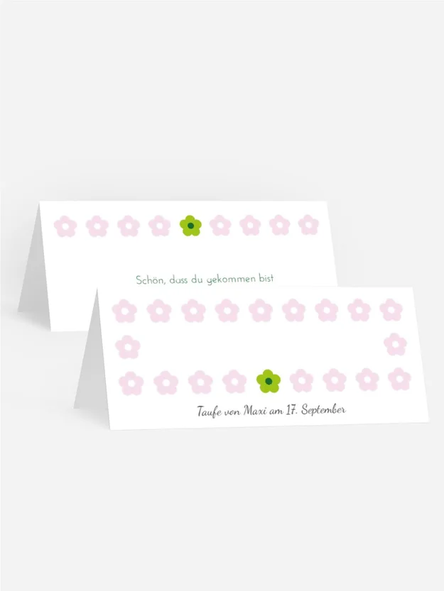 Taufe Tischkarte Blumentapete