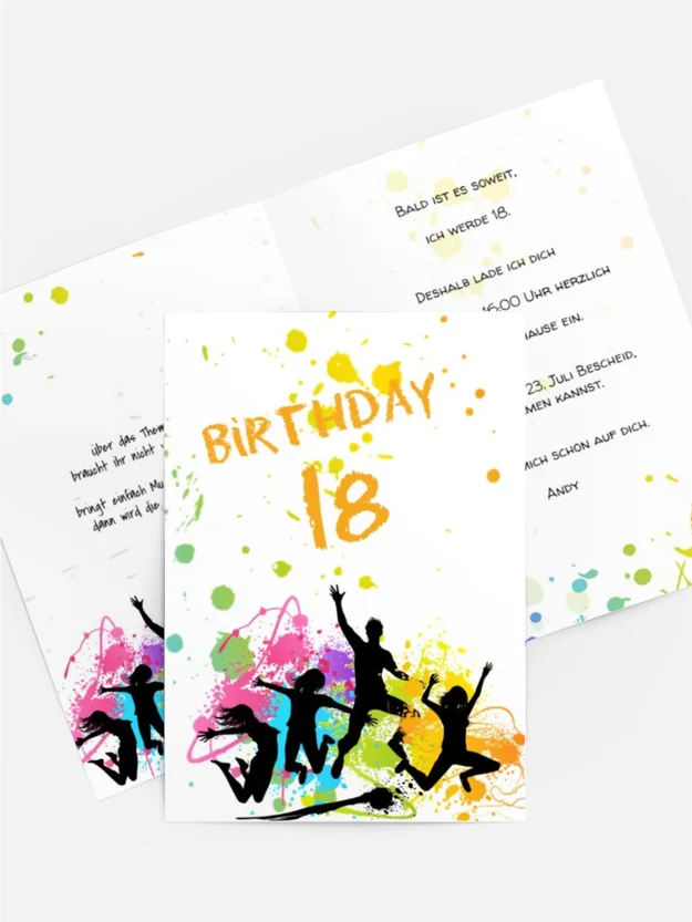 Geburtstagseinladung bunte Party 18 Geburtstagseinladung bunte Party 18