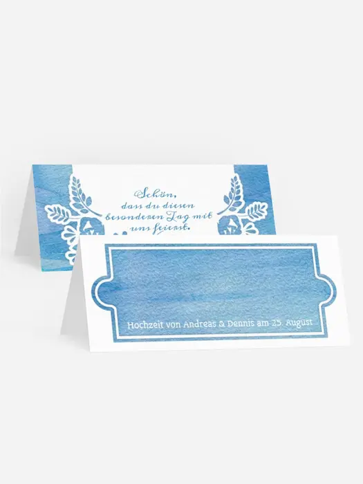 Hochzeitstischkarte Vogelpaar Zylinder