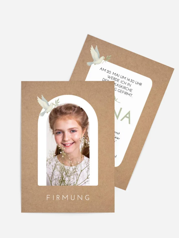 Einladungskarte Firmung Weißer Vogel