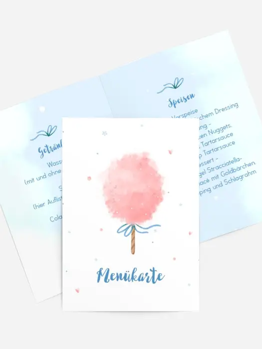 Menükarte Geburtstag Zuckerwatte