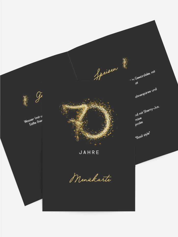 Menükarte Geburtstag Funken aus Gold Menükarte Geburtstag Funken aus Gold