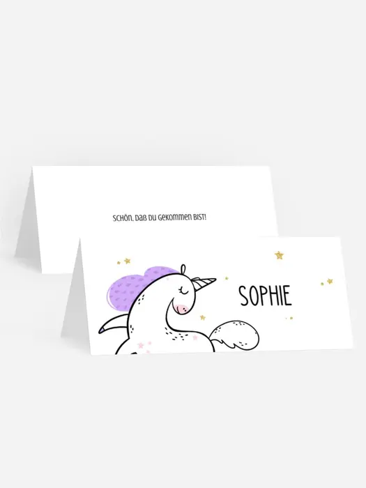Tischkarte Geburtstag Einhorn