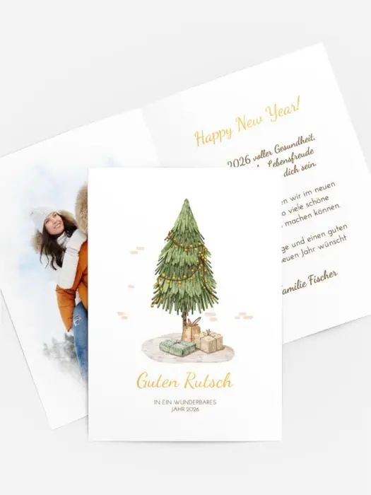 Neujahrskarte Besuch vom Weihnachtsmann