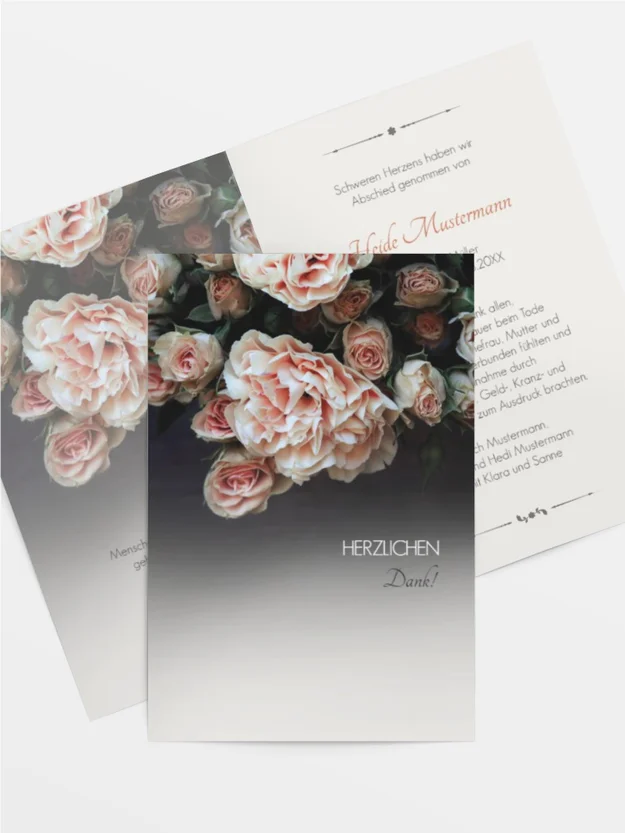 Trauerdanksagung Trauer Rosen hoch Trauerdanksagung Trauer Rosen hoch