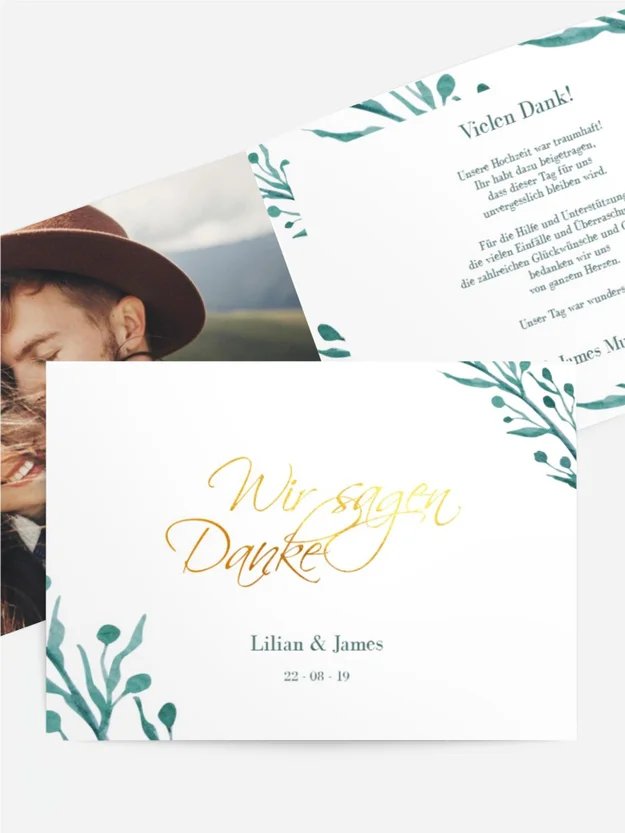 Dankeskarte Hochzeit "Irischer Nebel"