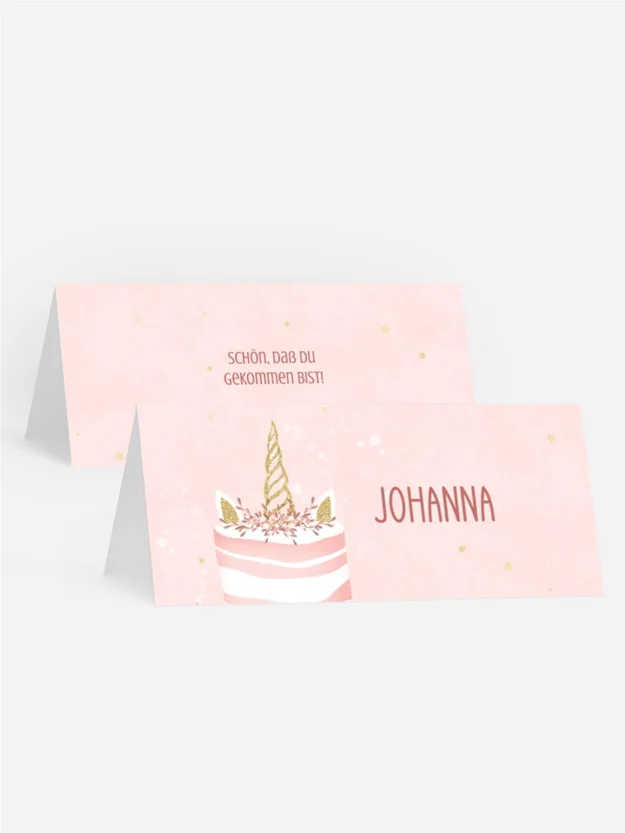 Tischkarte Geburtstag Einhorn-Kuchen