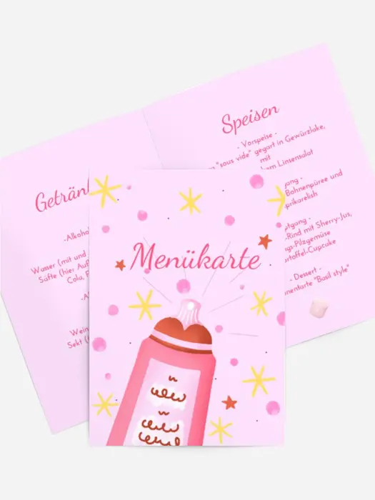 Menükarte Geburtstag Luft Marshmallow