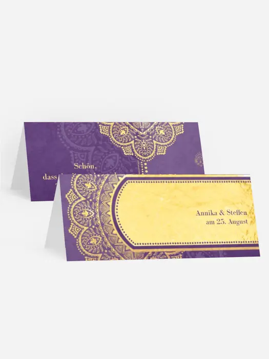 Tischkarte zur Hochzeit Mumbai