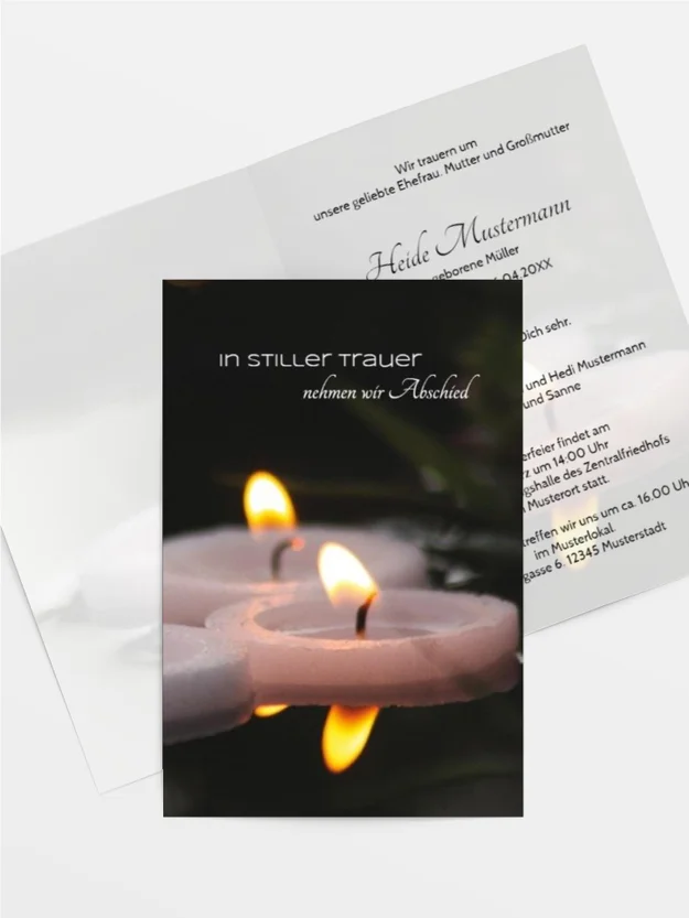 Trauerkarte Schwimmkerze hoch