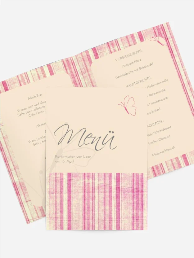 Menükarte Konfirmation Butterfly 2