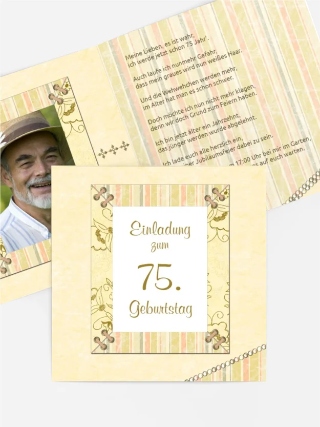 Geburtstagseinladungskarte Nostalgie 75 Foto