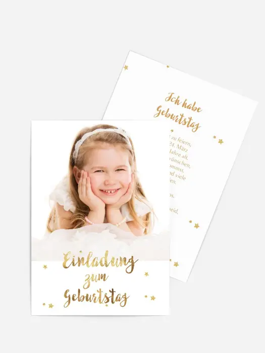 Geburtstagseinladung Goldener Schriftzug