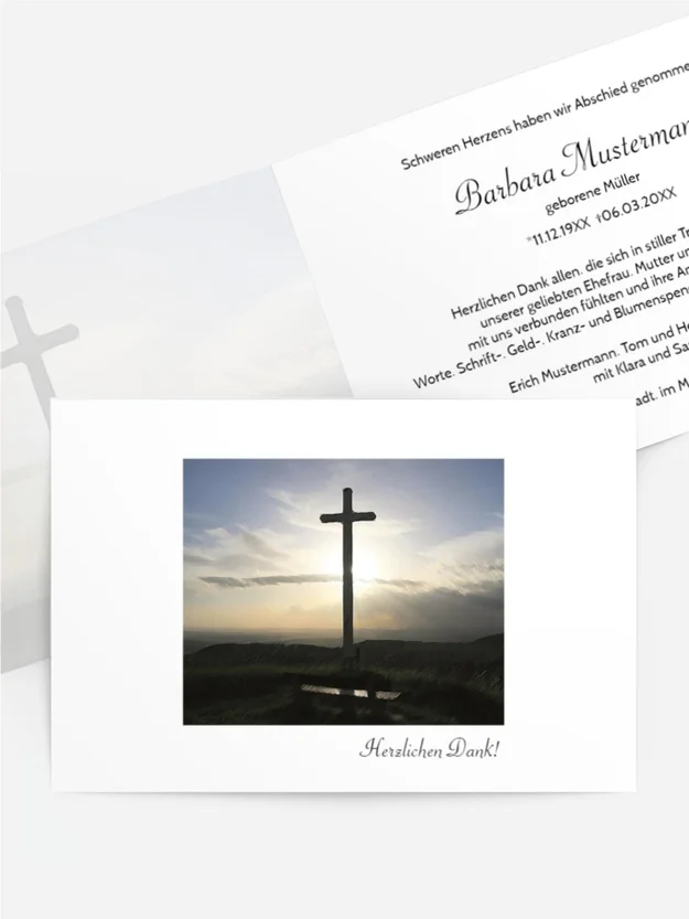 Trauerdanksagung Kreuz quer Trauerdanksagung Kreuz quer