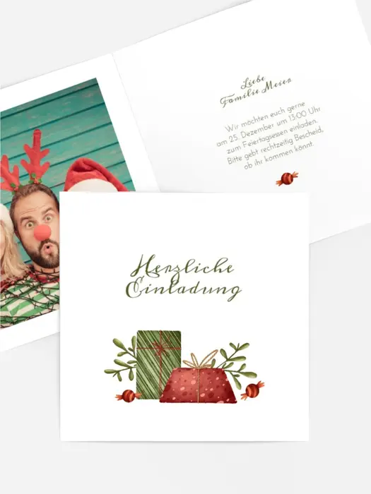 Fotoeinladung Weihnachten Geschenkboom