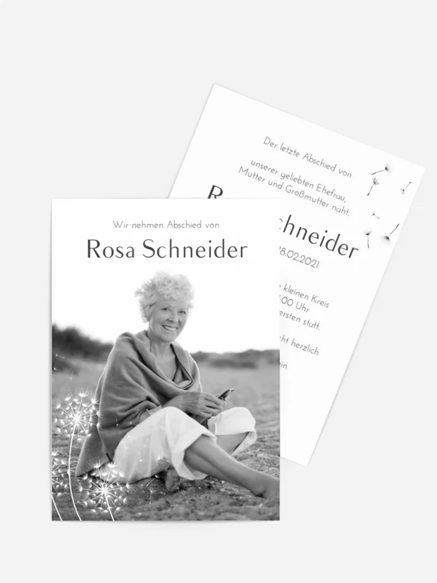 Trauerkarte Löwenzahnflug