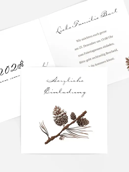 Weihnachtseinladung Tannenzapfen