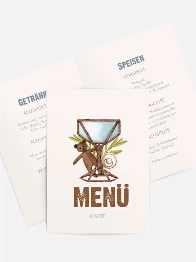 Menükarte Taufe Babykorb
