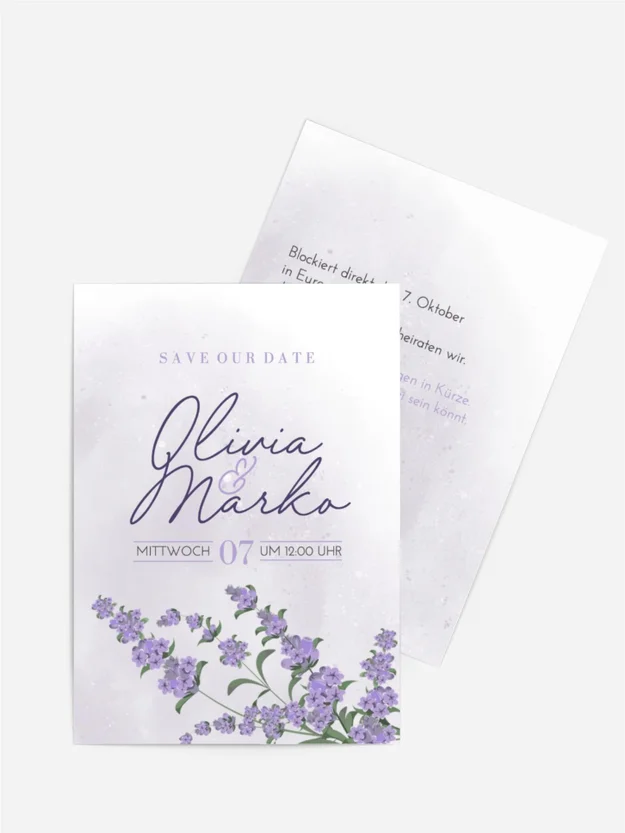 Save the Date Karte lila Schatten