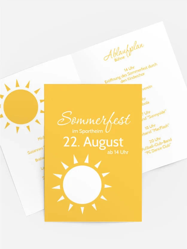 Sommerfestkarte Sonnengelb Sommerfestkarte Sonnengelb