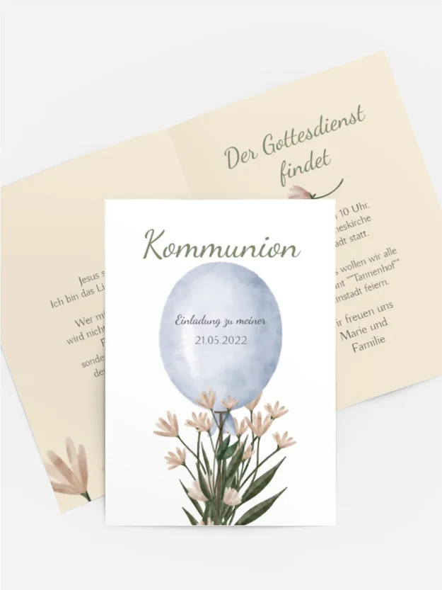 Einladungskarte Kommunion Blumen meiner Seele