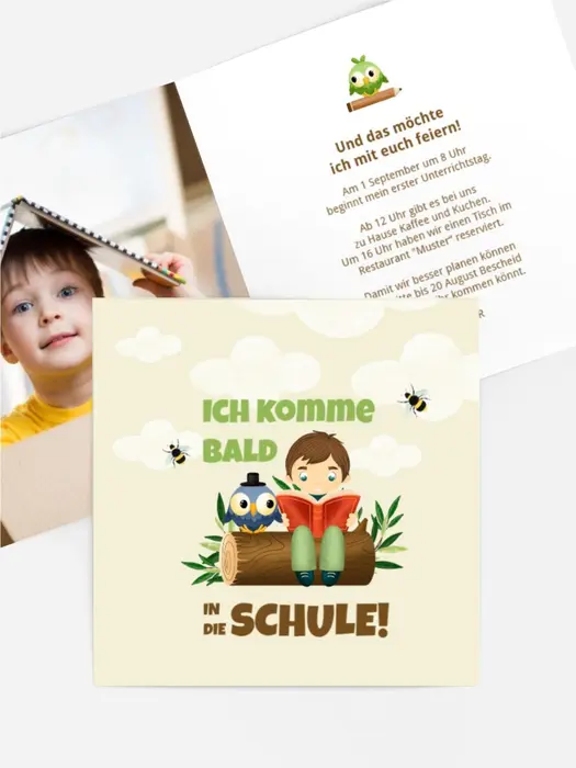 Einladungskarte Einschulung Schlaue Eule