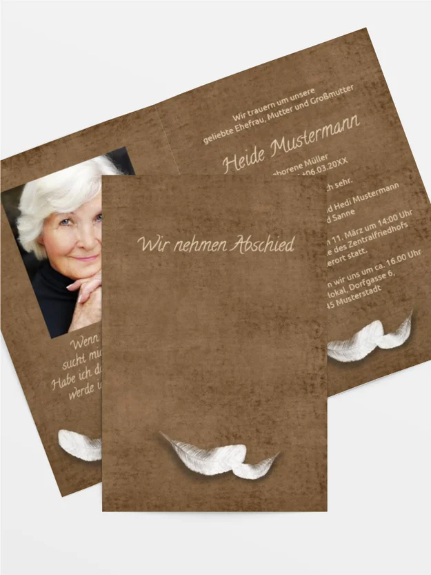 Trauerkarte Feder hoch Trauerkarte Feder hoch