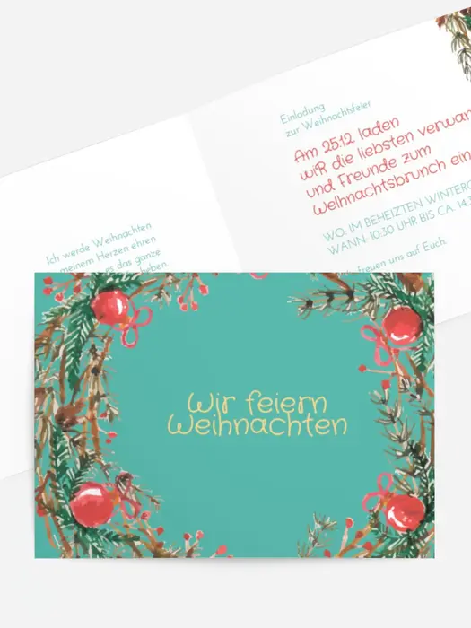 Einladung Weihnachten Kranz für Weihnachten