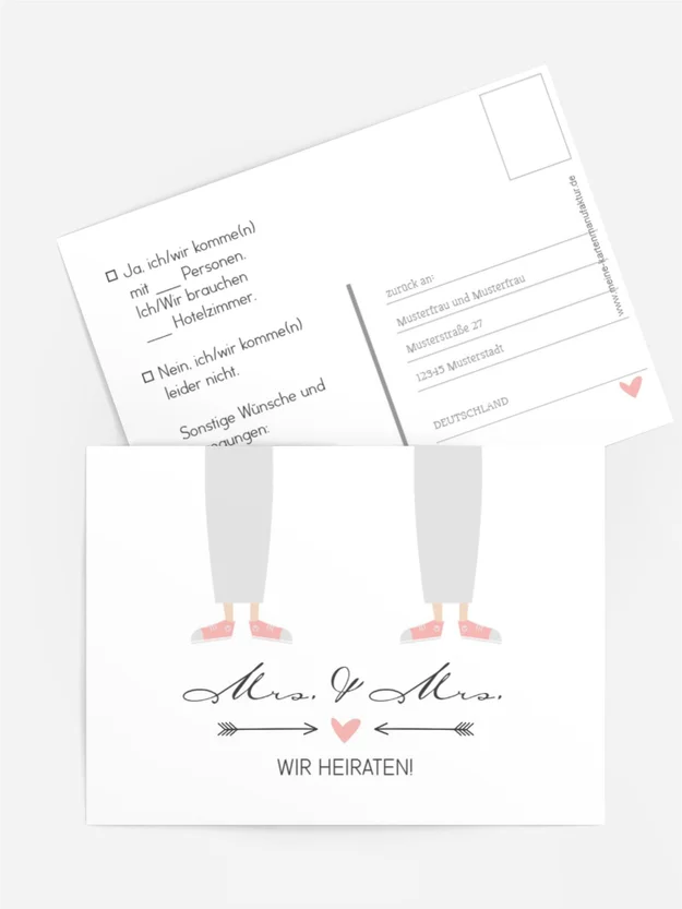 Antwortkarte zur Hochzeit Pärchen - Frauen