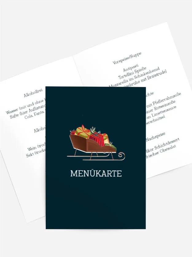 Menükarte Weihnachten Schlitten Vom Weihnachtsmann