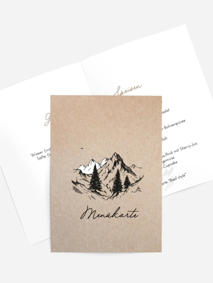 Menükarte Geburtstag Berglandschaft Menükarte Geburtstag Berglandschaft