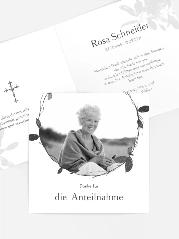 Trauerdanksagung Ein trauriger Kranz der Erinnerung