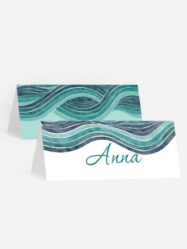 Tischkarte Geburtstag Wellen