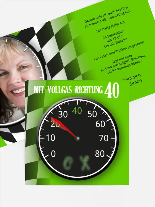 Einladungskarte Geburtstag Vollgas 40