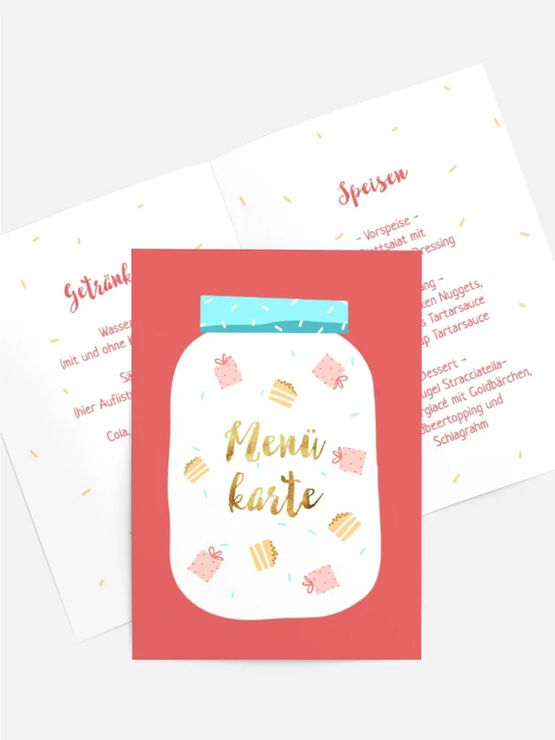 Menükarte Geburtstag Kuchenglas