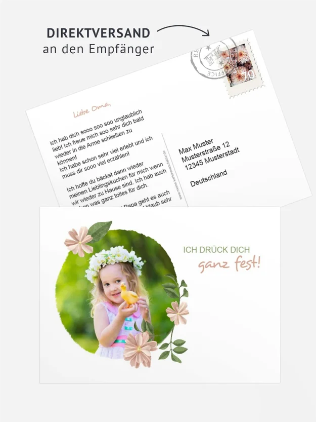 Fotopostkarte Drücke Dich Kranz