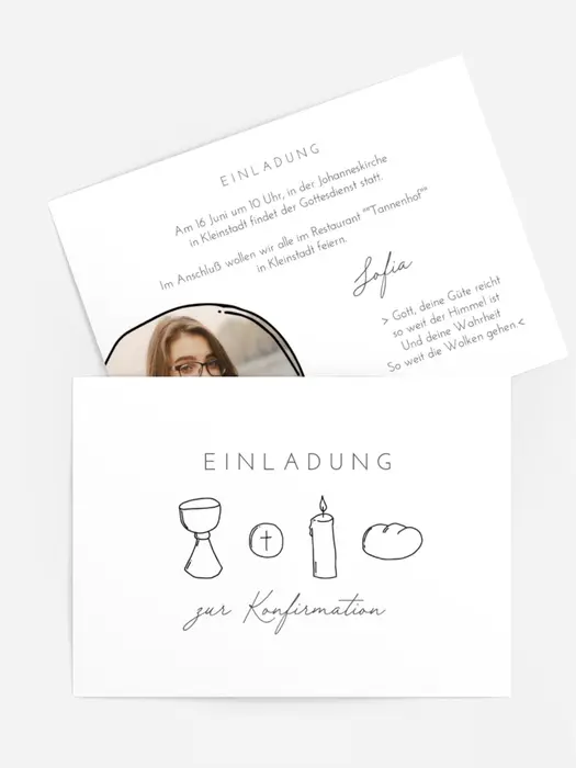 Einladungskarte zur Konfirmation einfache Linien