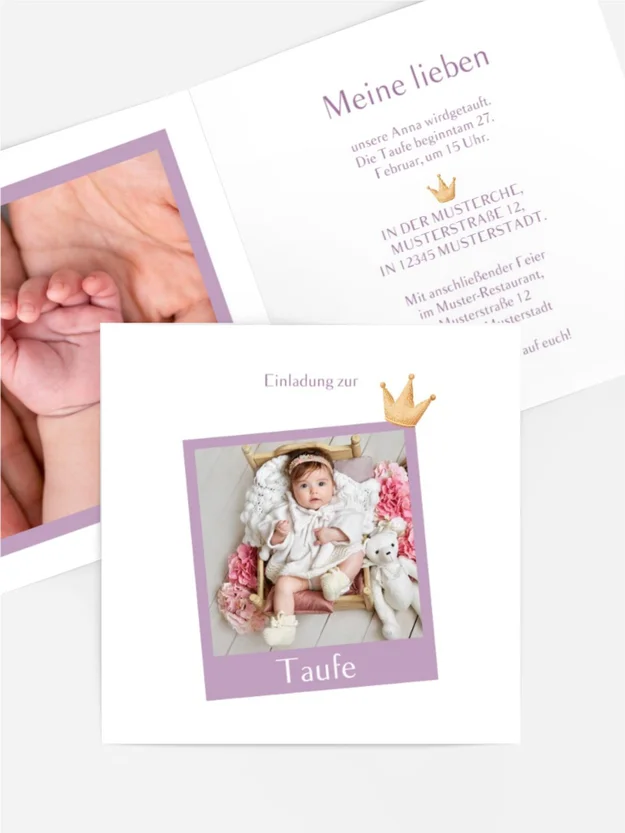 Einladungskarte Taufe Polaroid-Foto