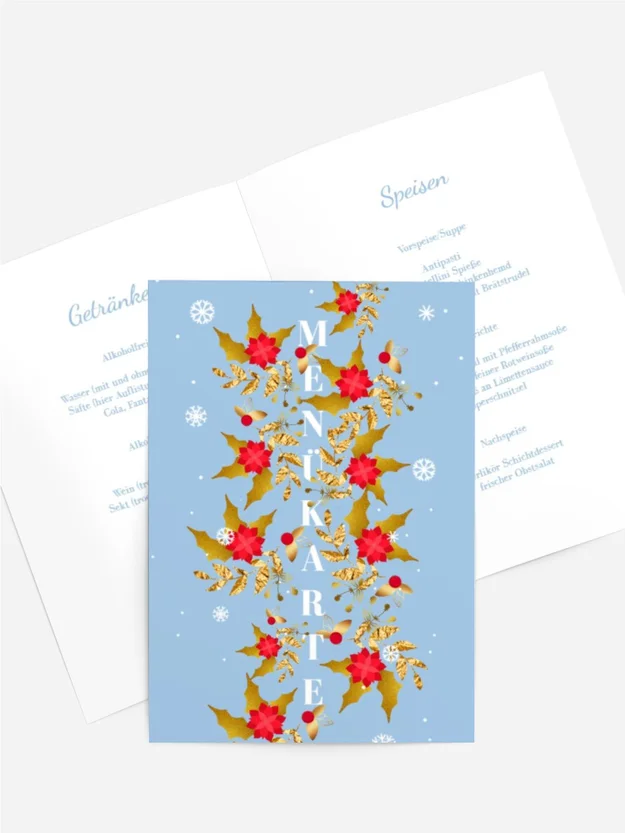 Menükarte Weihnachten Weihnachtsblumen Menükarte Weihnachten Weihnachtsblumen