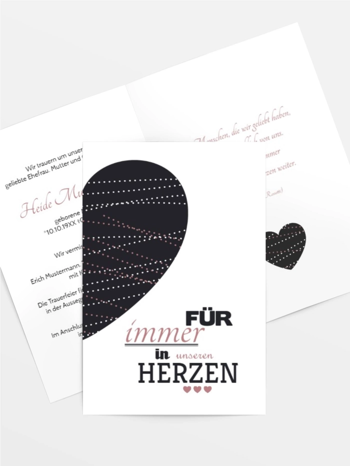 Trauerkarte Herz hoch Trauerkarte Herz hoch