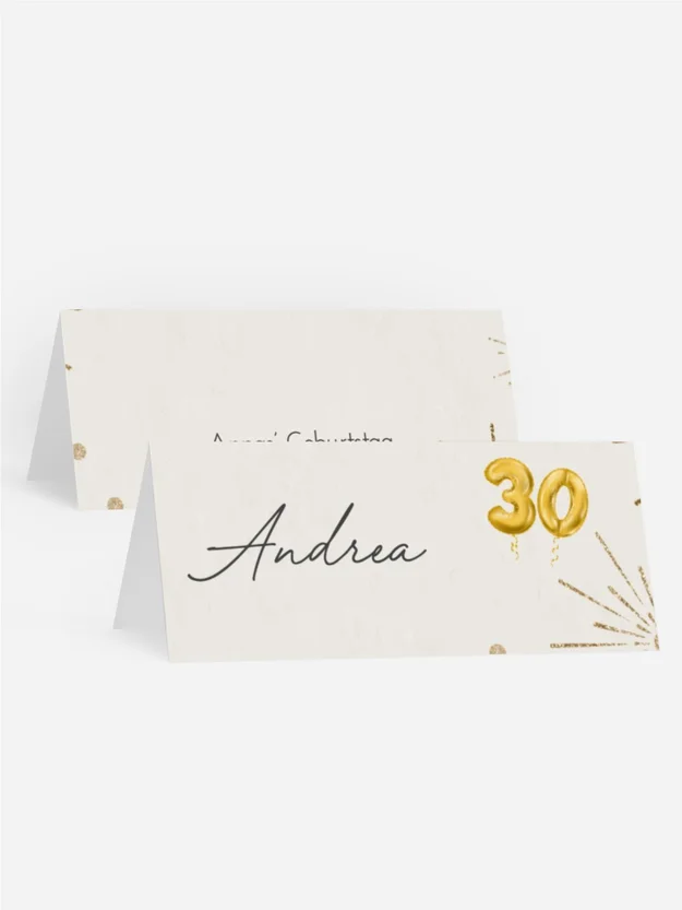 Tischkarte Geburtstag Goldene Kugeln